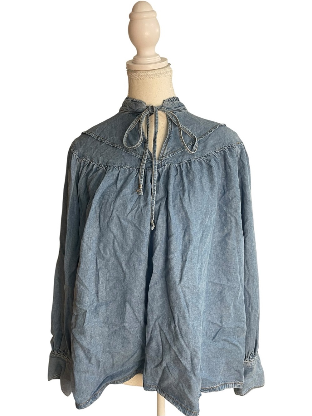 Zara Oversize Flowing Denim Shirt Blouse Blue